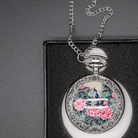 Accessories | New Peoony Flower Silver Pocket Watch | Poshmark display picture 2